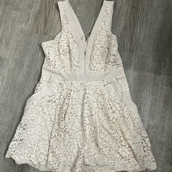 Free People | Dresses | Free People Mini Babydoll Lace Dress Cream Color M  | Poshmark